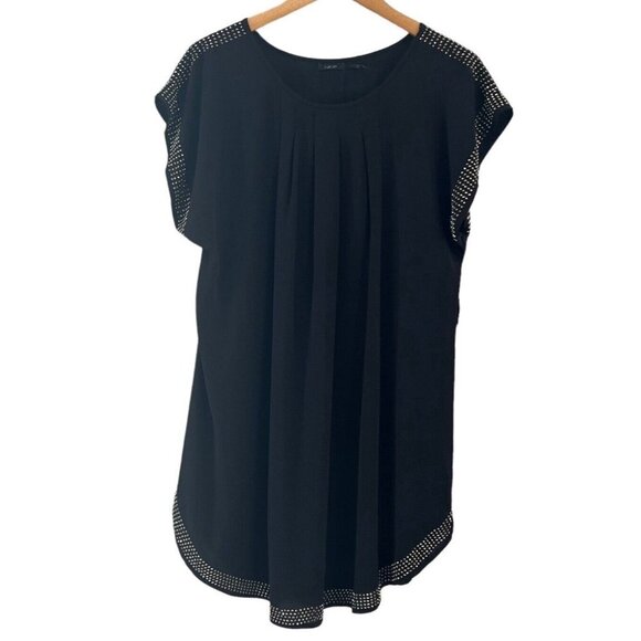 Poetry Black Slip Dress Sequence Studs Trim Size M Relax Loose Fit - Picture 1 of 16